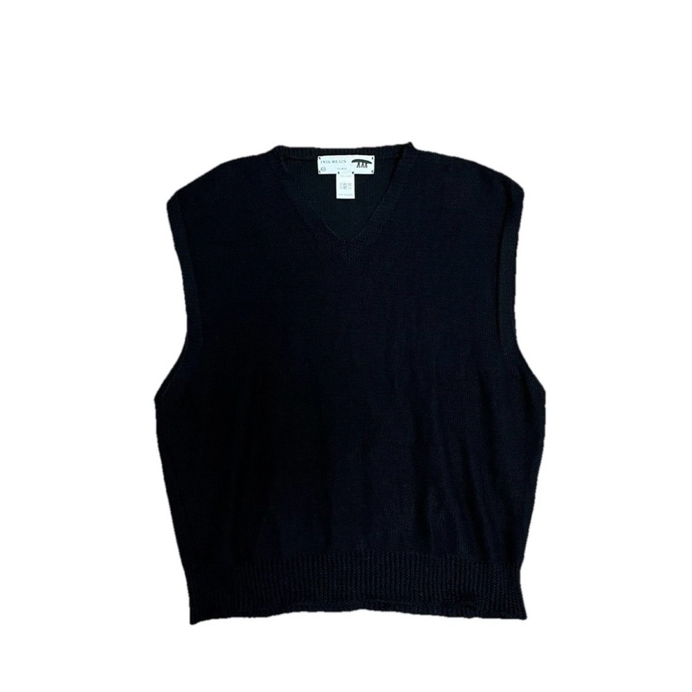 Inis Meain Sweater Vest Unisex Medium 100% Linen Knit Pullover Ireland